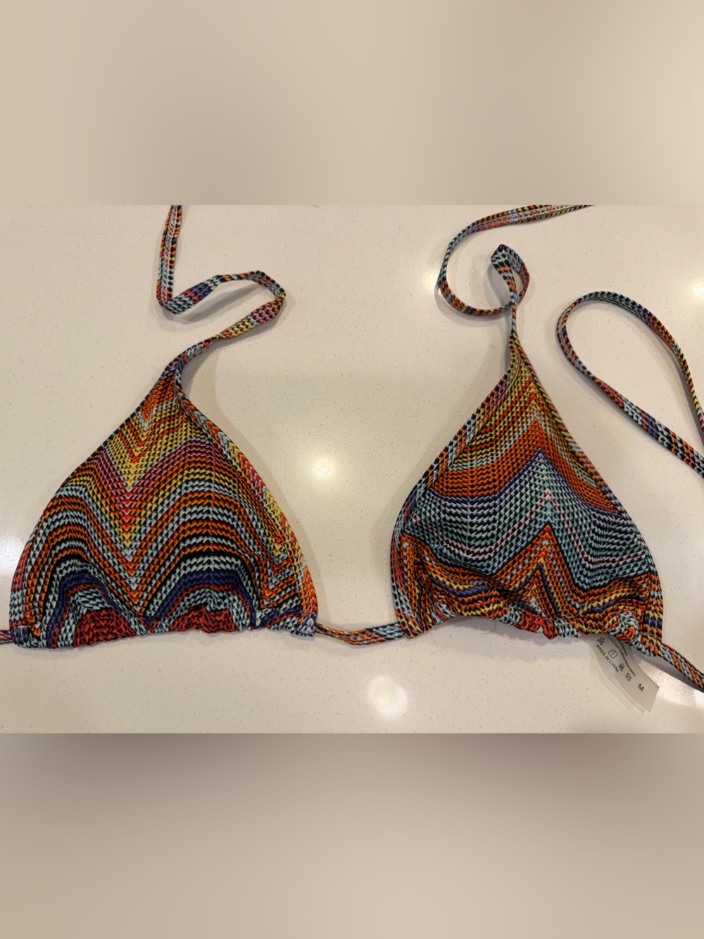 Multicolor Chevron Triangle Bikini Top - size Medium